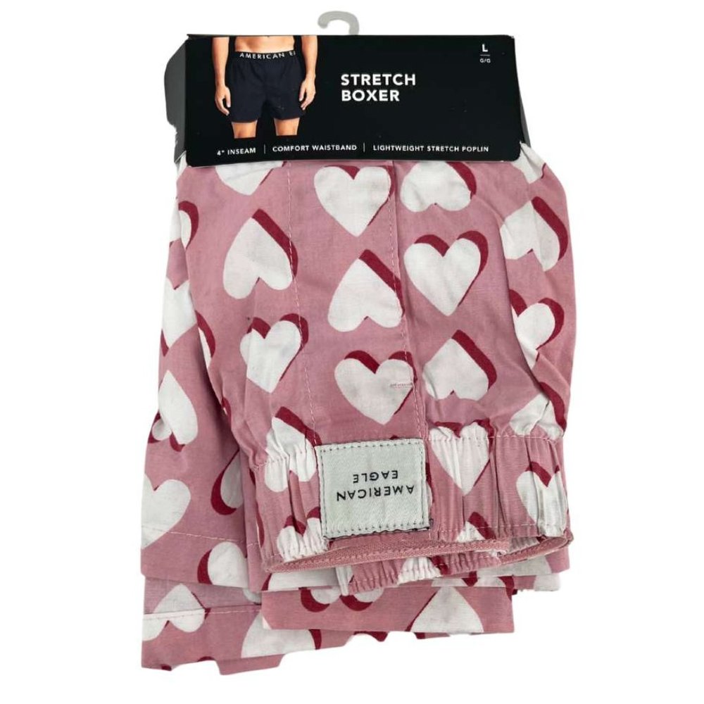 American Eagle | Men's Stretch Boxer | Pink | Hearts | Size Large - Picture 1 of 7